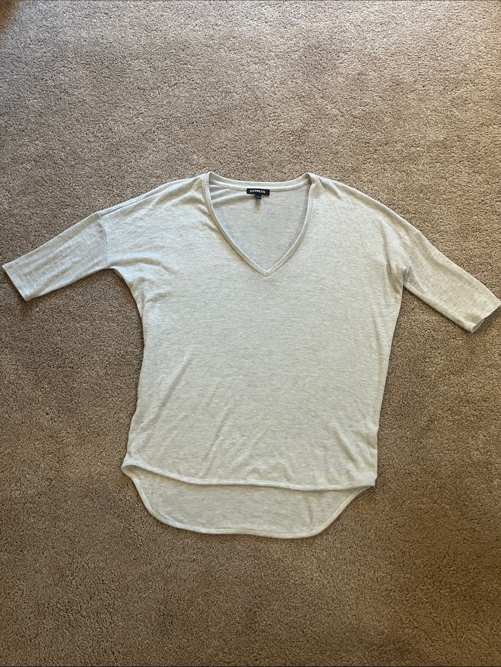 Express Light Gray V-Neck Dolman Sleeve Tee